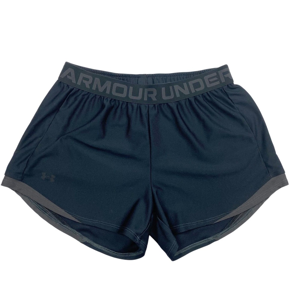 UNDER ARMOUR Black Loose Fit Lined Running Athletic Shorts Womens Size S